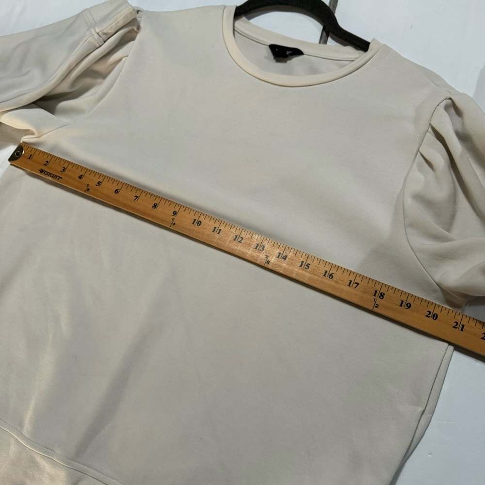 SAINT+Sofia cream organic cotton long puff sleeve sweatshirt large white women - Picture 11 of 13